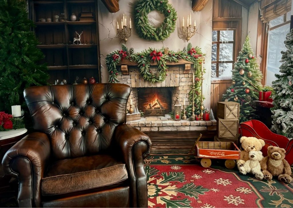 Santa session studio setup for holiday family portraits