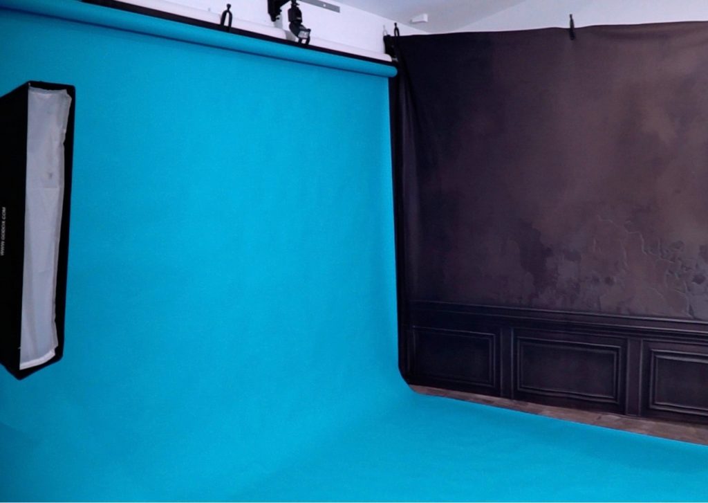 Two backdrops in a photography studio